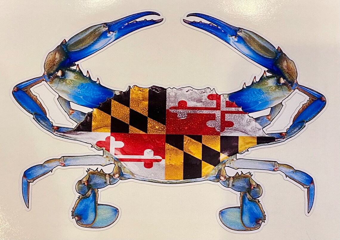 Maryland Flag BLUE Crab Vinyl Window Decal Etsy