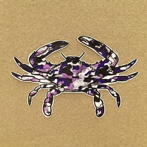 Purple Camo Crab 5&quot; Decal Sticker