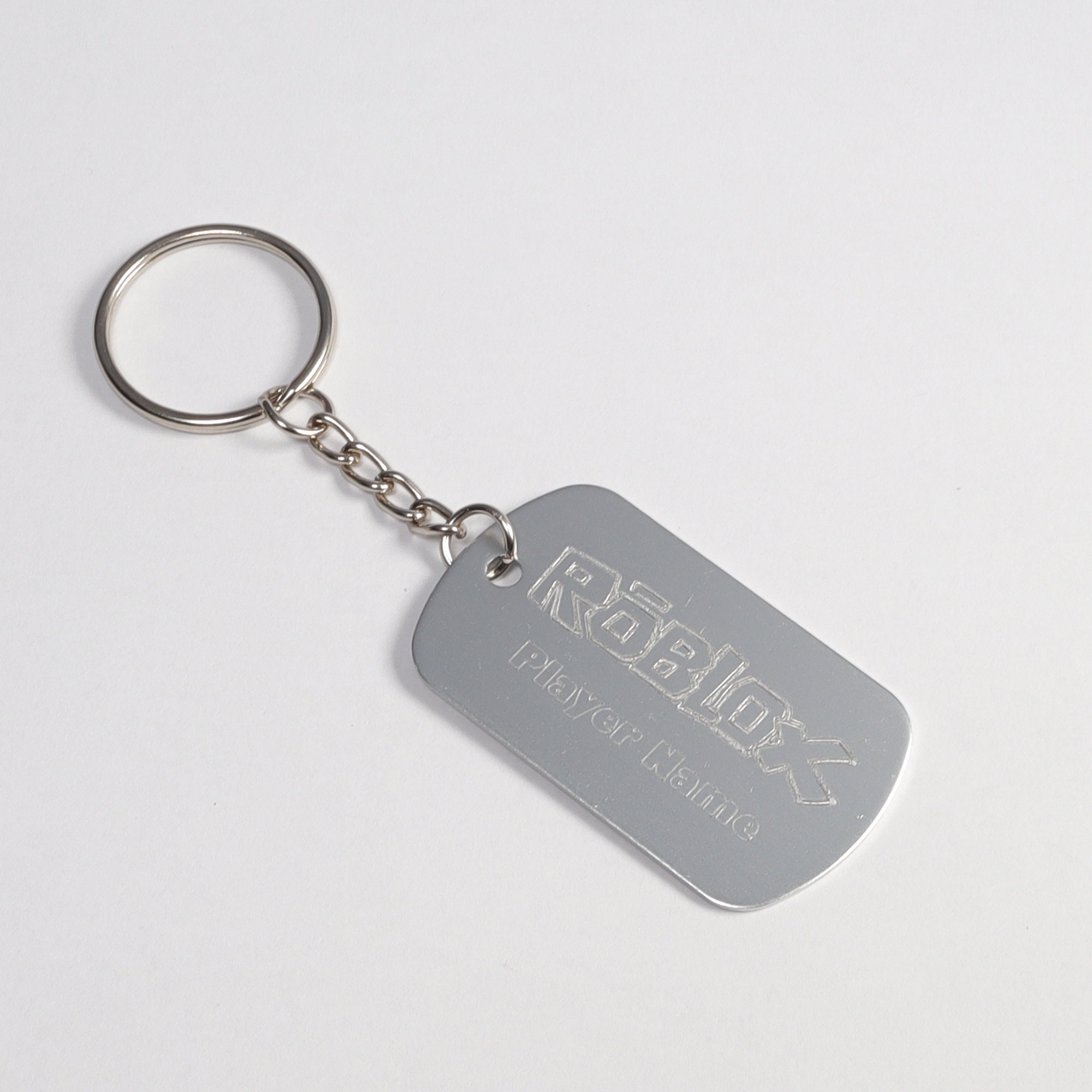 Silver personalised Roblox key ring dog tag with your player Etsy