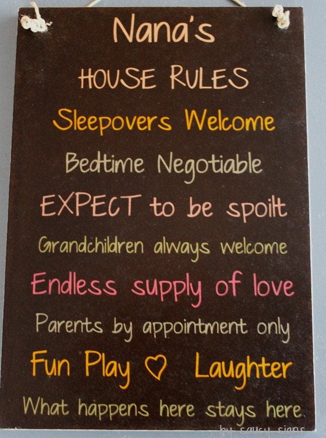 Grandparents Nana's House Rules Kids Cute Rustic Wooden Etsy