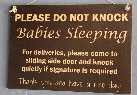 No Soliciting Black Sleeping Babies Do Not Knock Warning Door Etsy