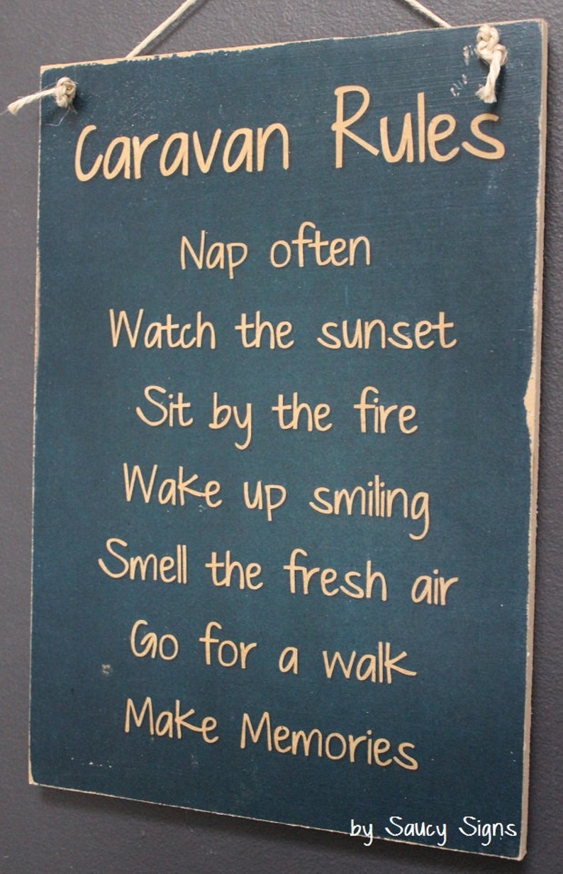 Caravan Rules RV & Caravan Camping Wooden Sign Etsy