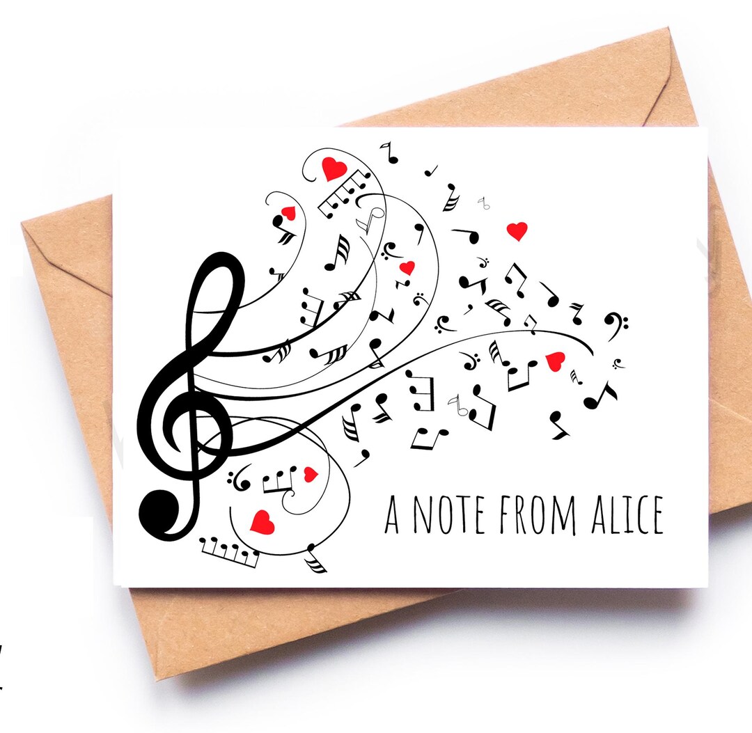 Personalized Music Theme Note Card: Custom Message, Blank Inside - Etsy