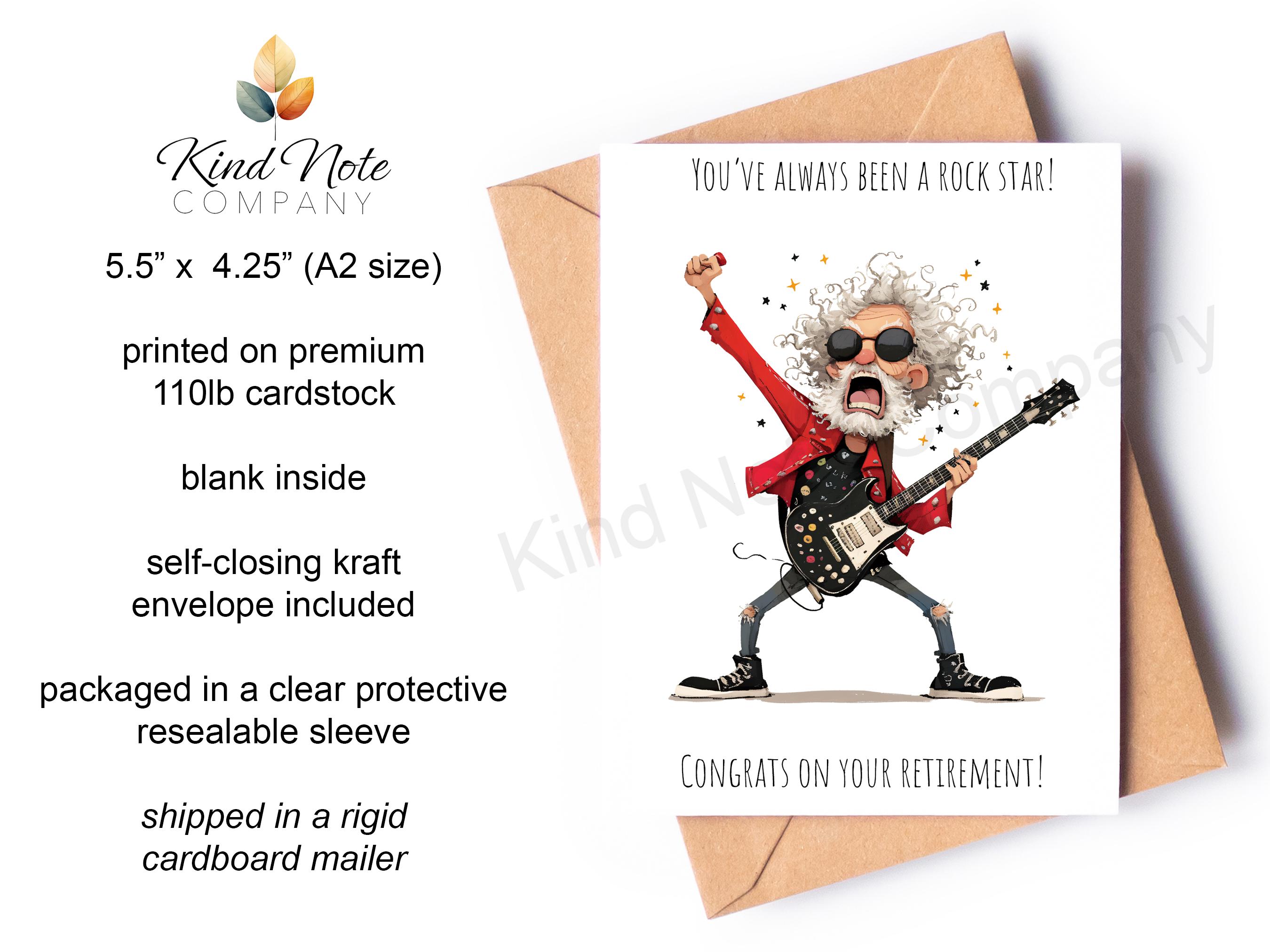 Retirement Star Note Retirement Card, Congratulations, Rock Star, Blank Inside, With ...