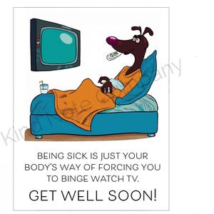 DIY Get Well Soon note card, funny dog, dog lover, printable card, blank inside
