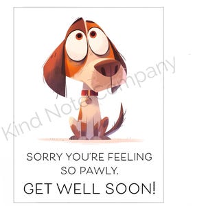 DIY Get Well Soon note card, funny dog, dog lover, printable card, blank inside
