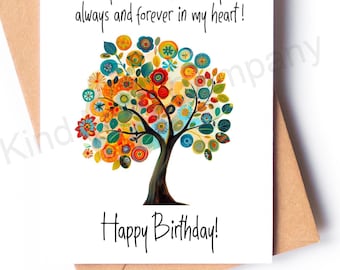 Heartfelt Happy Birthday Card for an old friend,  best friend who lives far away,  with envelope, Blank Inside