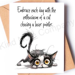 Funny Cat Note Card: Motivational Cat Quote, Kraft Envelope
