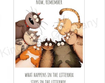 Funny Cat Note Card: litterbox humor (Printable PDF/PNG)