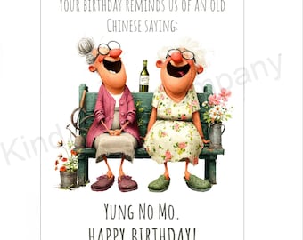 Funny Birthday Card with a reference to aging: Printable A2 Greeting Card (PDF/PNG)