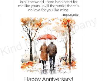 DIGITAL  Anniversary Card with Maya Angelou quote, printable card (PDF, PNG)