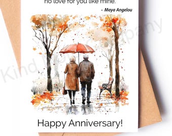Anniversary Card: Maya Angelou quote, blank inside, with Kraft Envelope