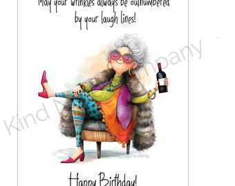 Funny Wrinkles Birthday Card For Friend (Digital Download)