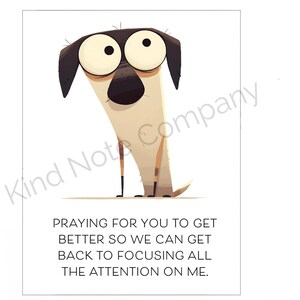 DIY Get Well Soon note card, funny dog, dog lover, printable card, blank inside