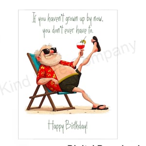 DIY Birthday Note Karte, Humor, druckbare Karte, innen blanko