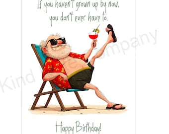 Biglietto di auguri di compleanno fai da te, umorismo, biglietto stampabile, interno vuoto
