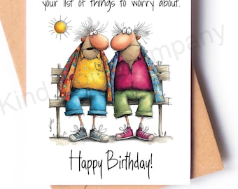 Funny old men Happy Birthday Card, not dying young, with envelope, Blank Inside