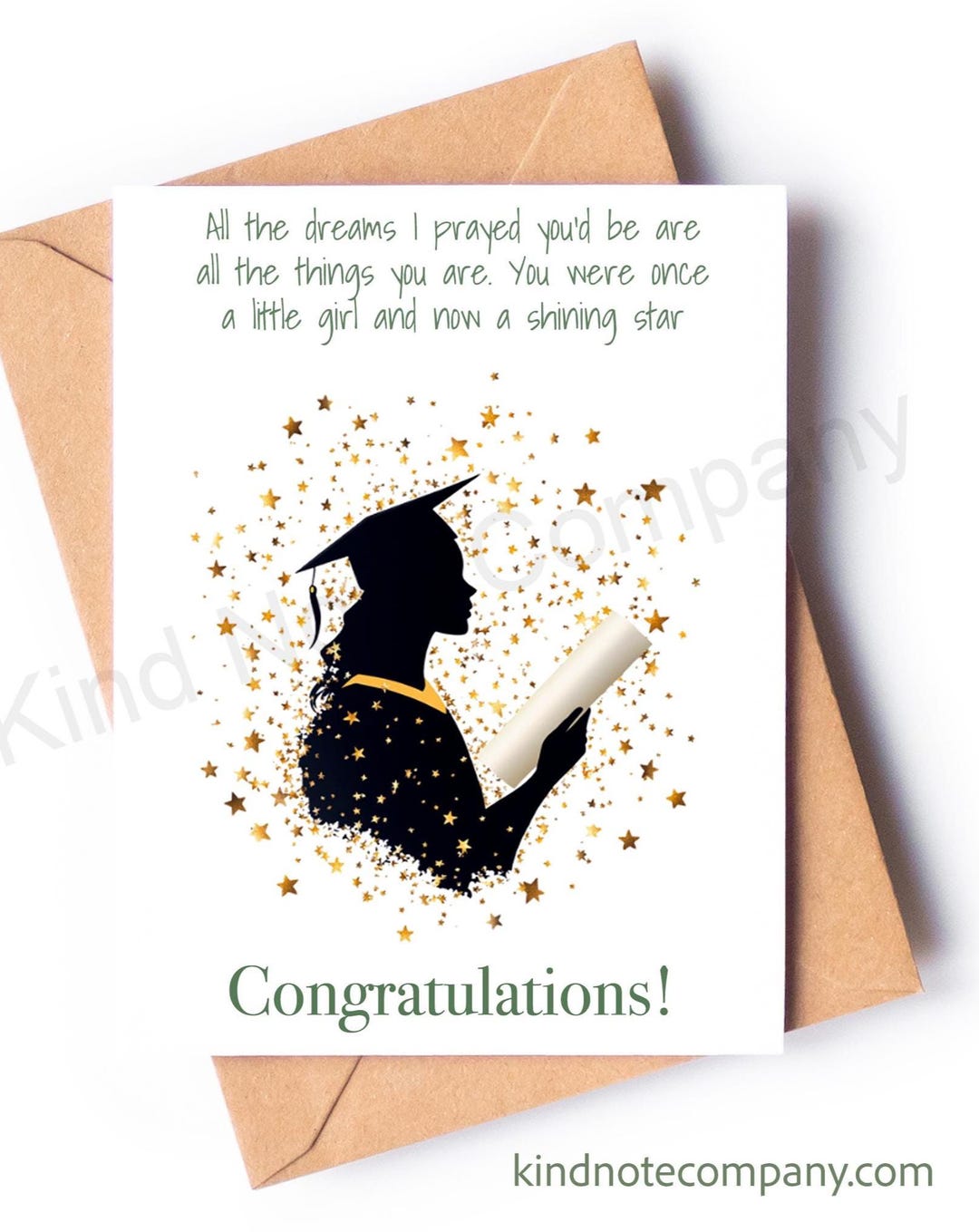 Graduation Card for Her, Congratulations, With Envelope, Blank Inside ...