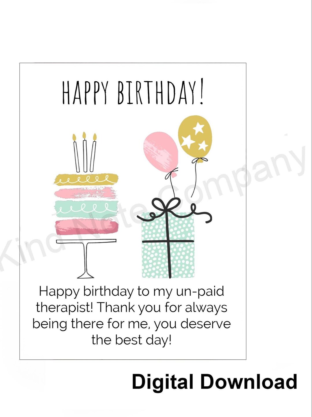 Cake Note Paper Birthday Cake Note Card: Printable DIY Friend Card (PDF/PNG) - Etsy