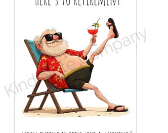 Grappige pensioenkaart: doe-het-zelf afdrukbare gefeliciteerd (pdf/png-bestand)