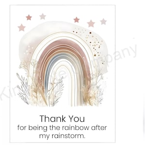 DIY Merci d'être la carte de correspondance arc-en-ciel, merci pour votre soutien, carte de correspondance, carte imprimable, vierge à l'intérieur