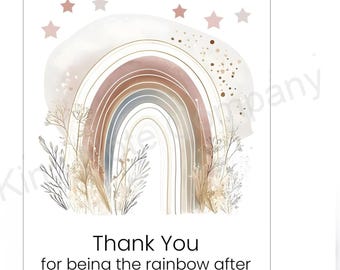 Rainbow Thank You Note Card: Printable Support Card (PDF or PNG)