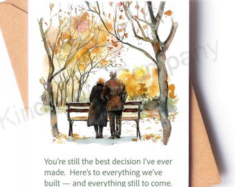 Valentine, anniversary note card, partner, husband, wife, blank inside with envelope