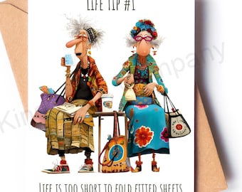 Funny Life is too Short card, friendship, blank inside, with envelope