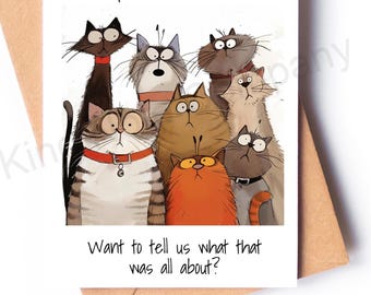 Funny Cat Note Card: we saw you petting the neighbor's cat, with Envelope, Blank Inside