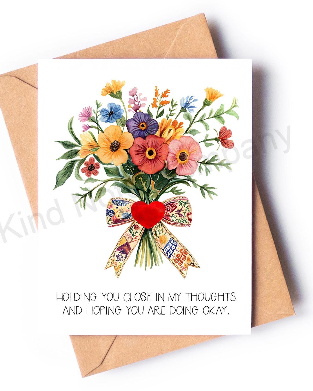 Thinking of You Notecard: Flower Bouquet Sympathy Card - Etsy