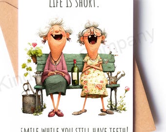 Funny Life is Short card, friendship, blank inside, with envelope