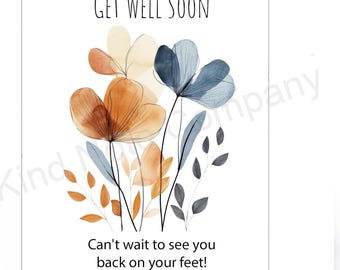 DIY Get Well Soon note card, back on your feet, printable card, blank inside