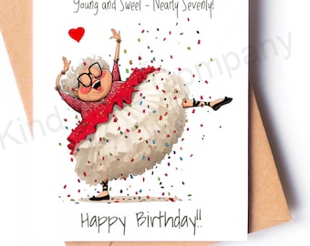 Funny Birthday Card: Happy Birthday Greeting with Dancing Queen song reference, Kraft Envelope Included
