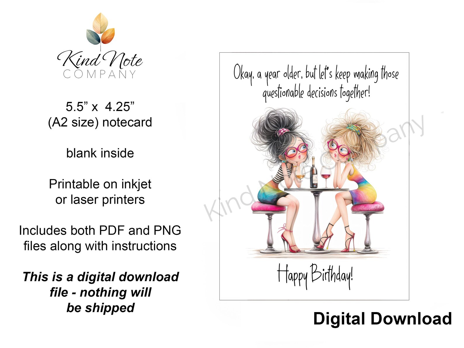 Funny Birthday Card for Friend - Questionable Decisions (PDF/PNG) - Etsy