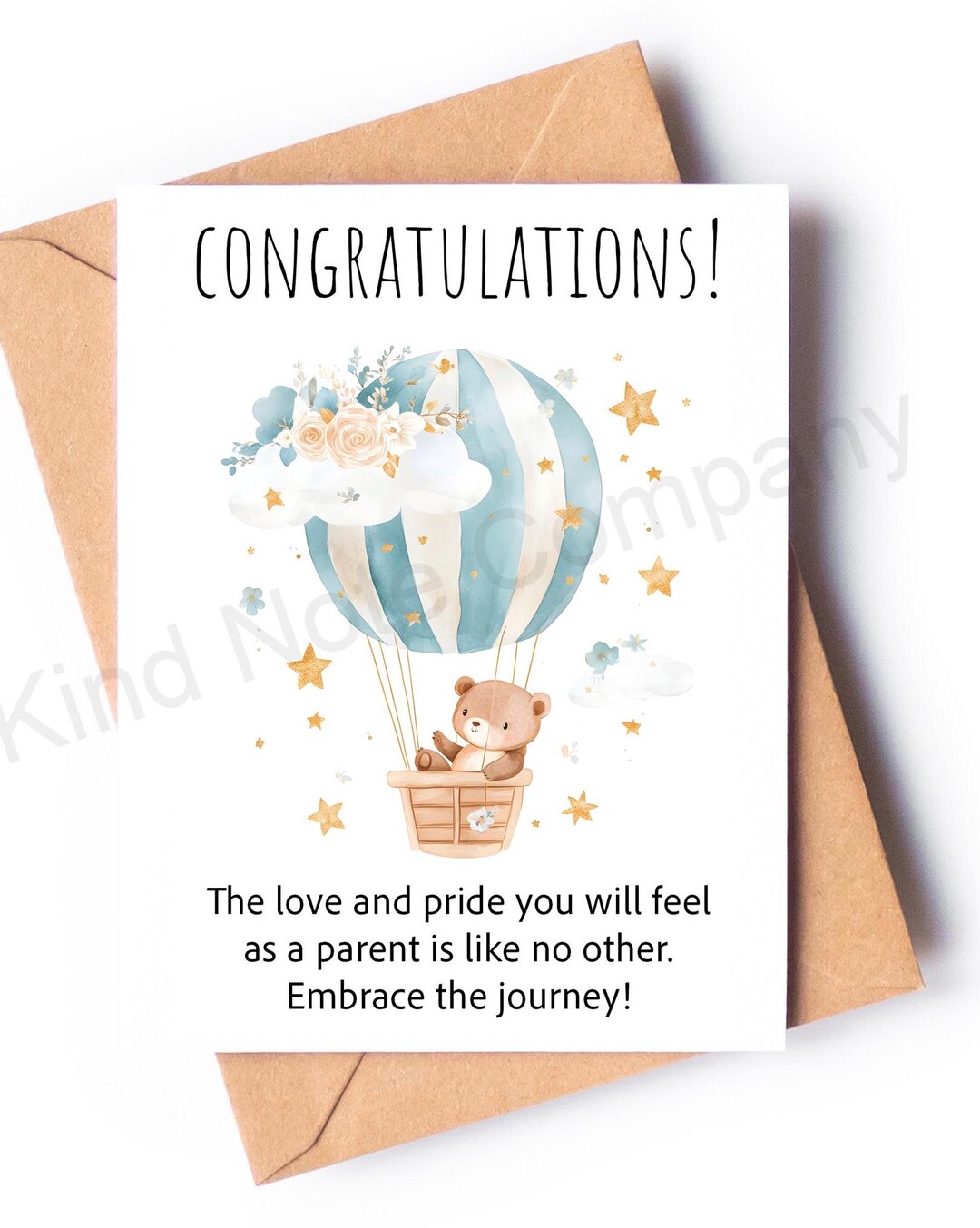 New Baby Card, Baby Boy, Congratulations, Teddy Bear, Hot Air Balloon ...