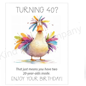 Cartão de aniversário de 40 anos faça você mesmo, humor, cartão para impressão, interior em branco