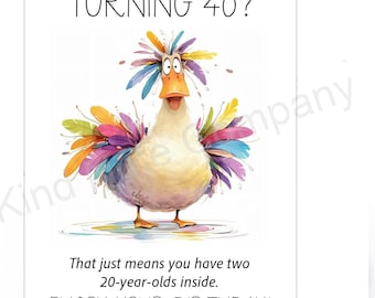 DIY 40th Birthday note card, humor, printable card, blank inside