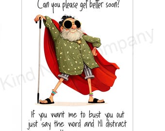 DIGITAL Funny Hospital Get Well Card, Superhero Nurse Distraction (Digital Download)