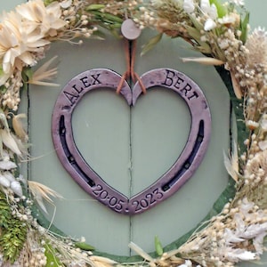 Wedding Gift, Personalised, Horseshoe heart,  Blacksmith Forged, Iron, Bridal Gift,  Approx. 4.25", 10.5 cm