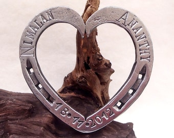 Horseshoe Heart. Blacksmith Forged. 3.75". Personalised. Presentation Boxed. Wedding Gift. 6th Gift. Steel Gift. Anniversary Gift