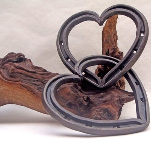 6th Anniversary Gift. Entwined Horseshoe Hearts. Wrought in Iron. Blacksmith Forged. Anniversary Gift. Wedding Gift. Love Hearts. Horseshoes image 4