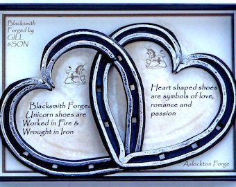 Horseshoe Hearts. Entwined. Presentation Boxed. Anniversary Gift. Wedding Gift. Iron. Steel. New Home Gift. Wedding Gift.