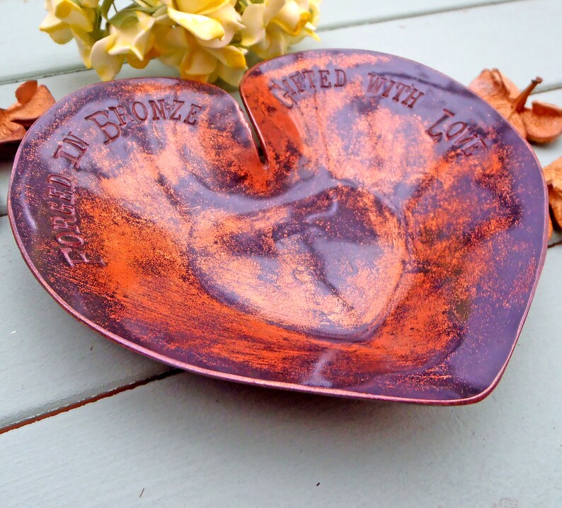 8th Bronze Anniversary Gift. Heartshaped Ring Dish. Bronzed Etsy UK