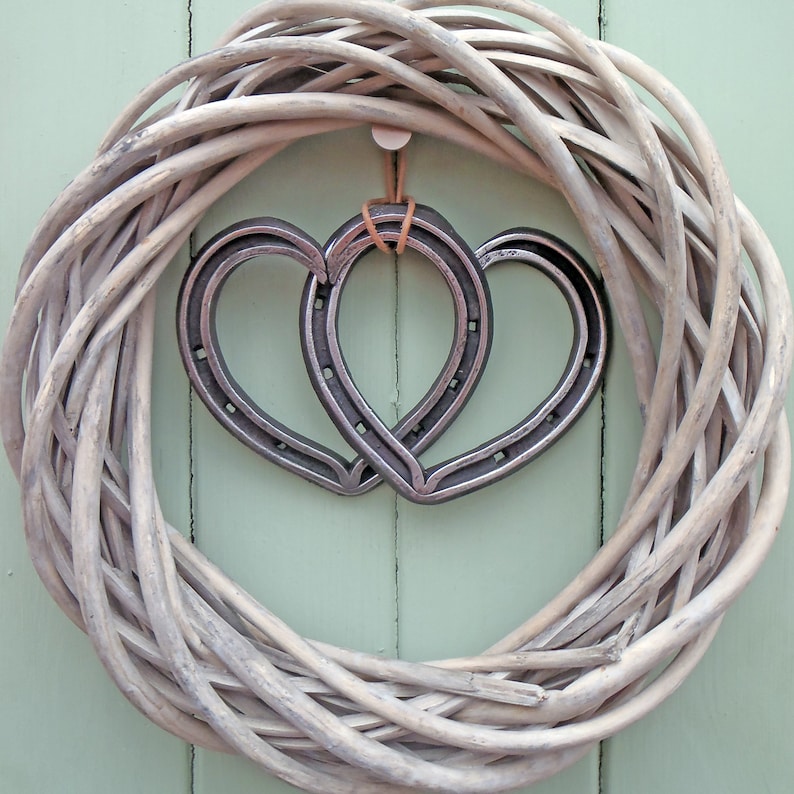 6th Anniversary Gift. Entwined Horseshoe Hearts. Wrought in Iron. Blacksmith Forged. Anniversary Gift. Wedding Gift. Love Hearts. Horseshoes image 2