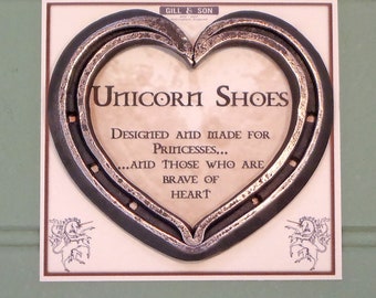 Heart Shaped Unicorn Shoe, Blacksmith Forged, Wedding Gift, Iron Gift, Valentine Gift. 11 cms.