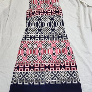 Vintage Lauren Ralph Lauren Classic Geometric Pattern Sleeveless Midi Dress, Made in Philippines, Size 4