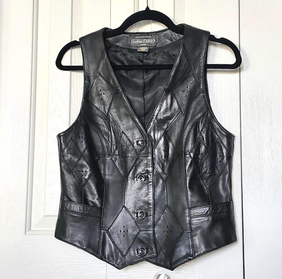 Vintage Black Leather Vest, Boutique of Leathers, Women's Size M
