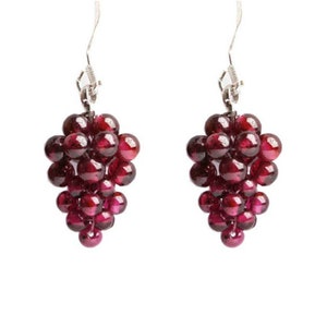 Boucles d&#39;oreilles grenat faites main, boucles d&#39;oreilles grenat
