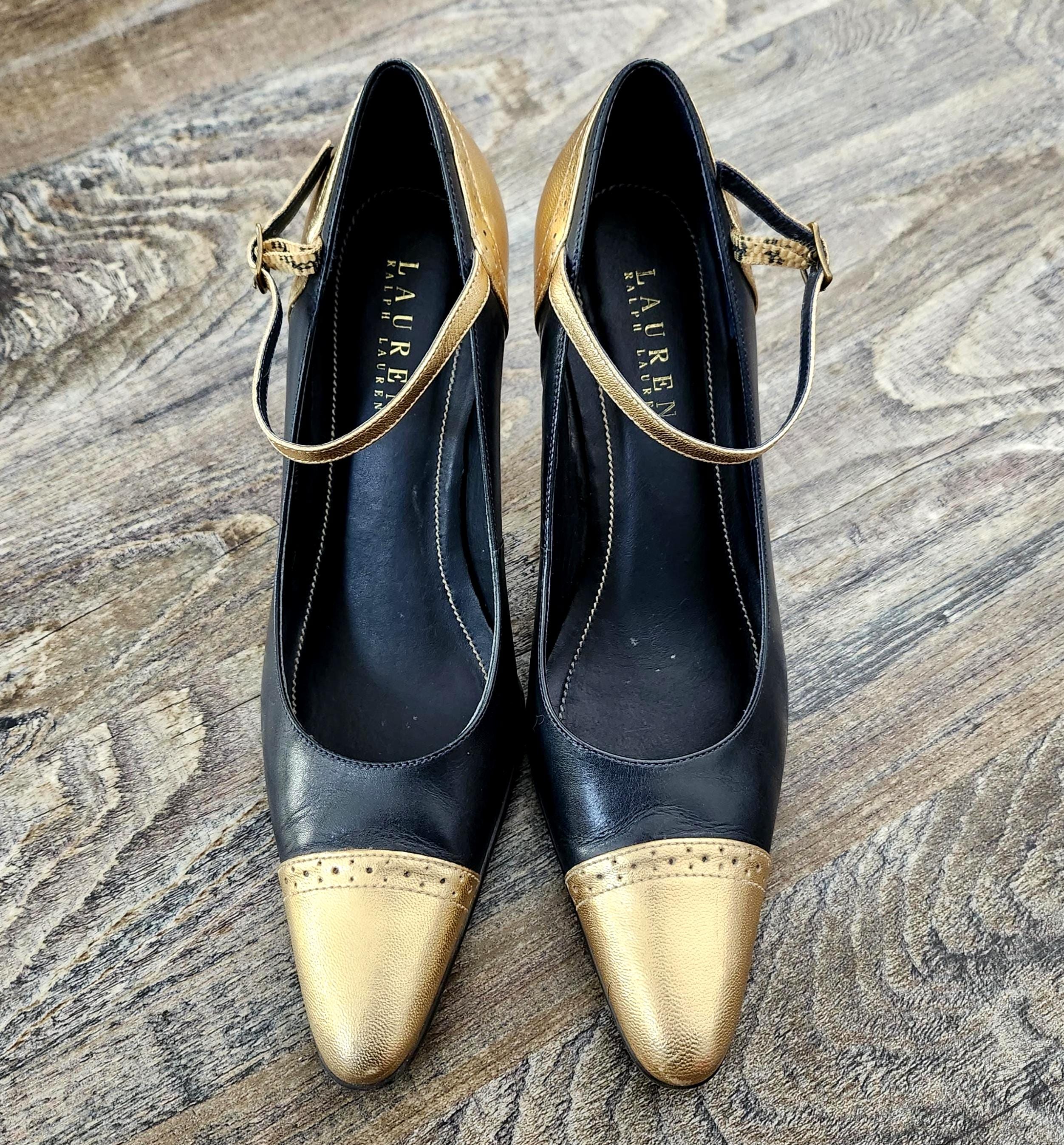 Black Heels With Gold Ankle Strap - Etsy
