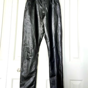 Vintage Danier Black High Waist Genuine Leather pants, Soft Leather Tapered Leg, Women&#39;s Size 8